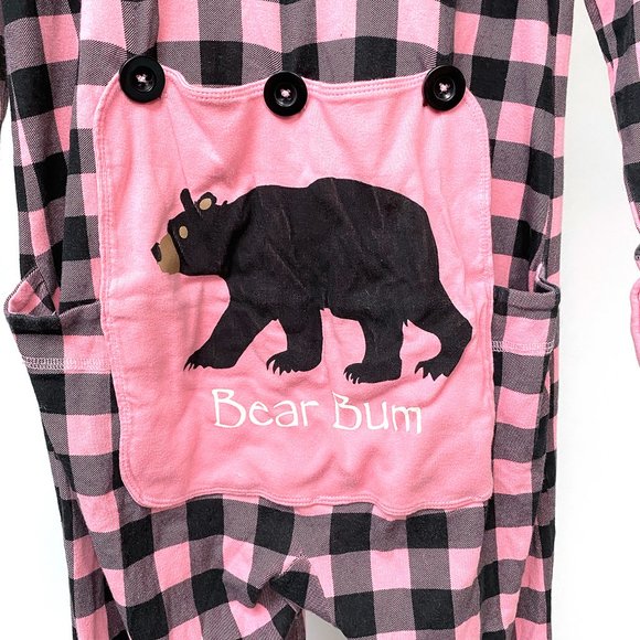 Little Blue House Pink Black Buffalo Check One Piece Onesie Union Suit, Size XS - Picture 4 of 7